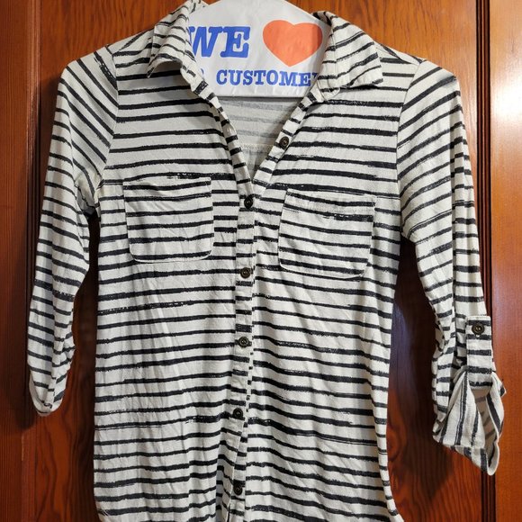 Striped Jersey Button-Down - Picture 1 of 3